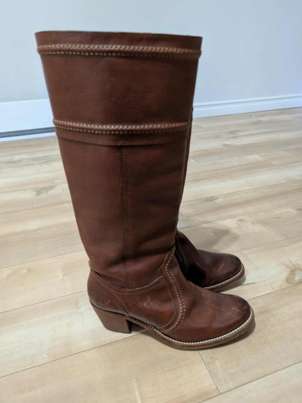 Frye Brown Leather Knee High Western Boots Size 8 B